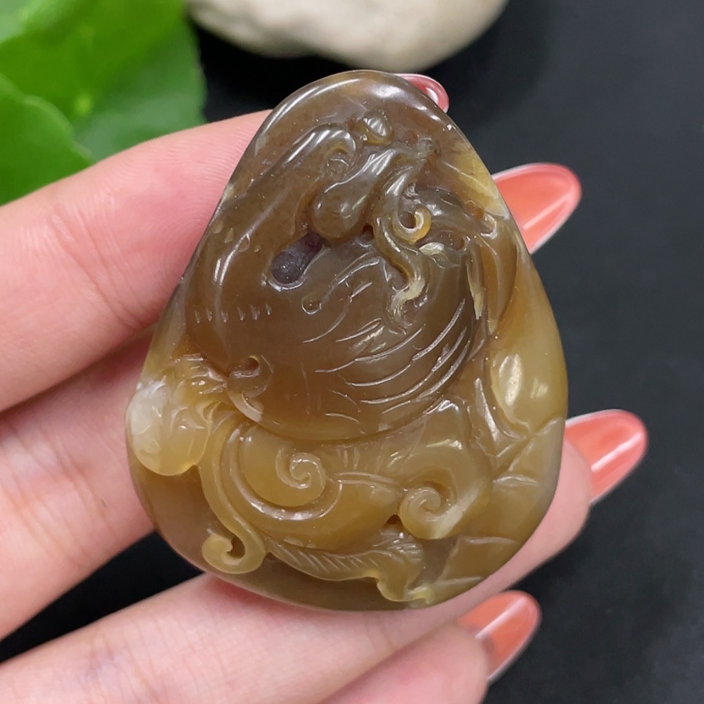 H34026591 Hetian Jade Pendant Swan Total Weight Approx. 37.3g