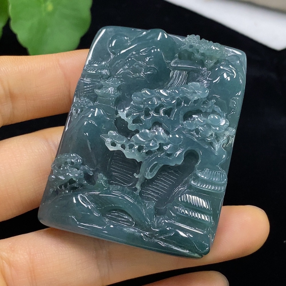 F34975201 Jadeite Landscape Pendant, Total Weight Approx. 58.5g