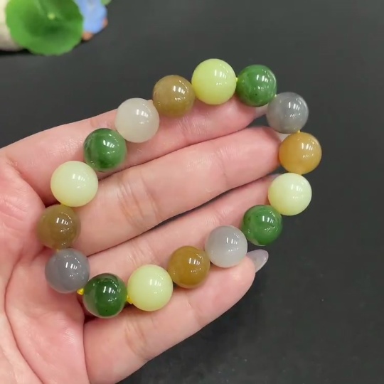 H33863438 Hetian Jade Bracelet, Approx. 12.1mm Beads, Total Weight Approx. 42.3g