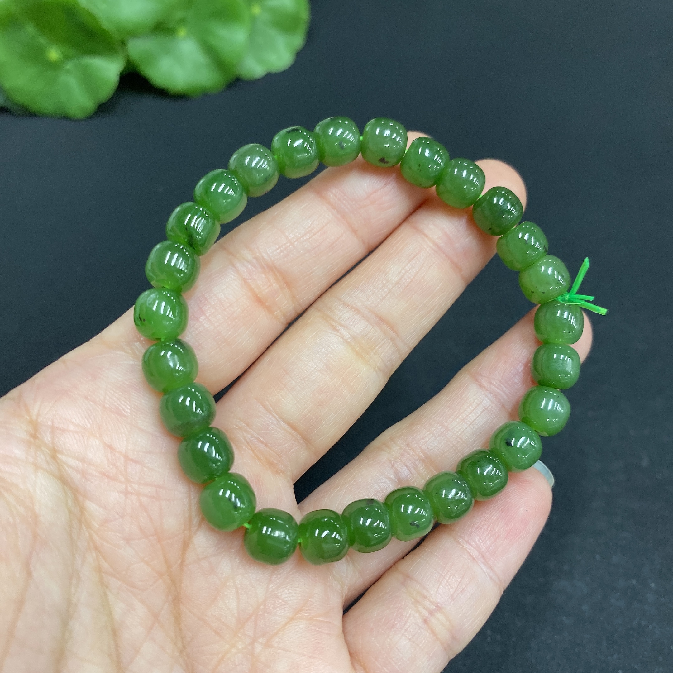 H34014985 Hetian Jade Jasper Bracelet approx. 6.8mm total weight about 16g
