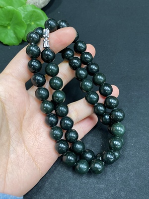 H32704313 Hetian Jade Bead Necklace, Approx. 9.6mm, Total Weight About 73.5g