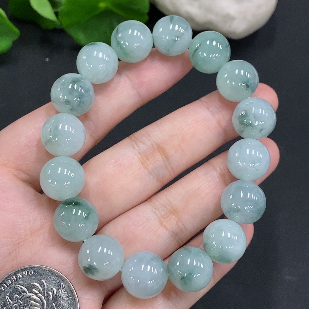 F34023235 Jadeite Bead Necklace Approx. 12mm Total Weight About 52.6g (Including Other Mineral Components)