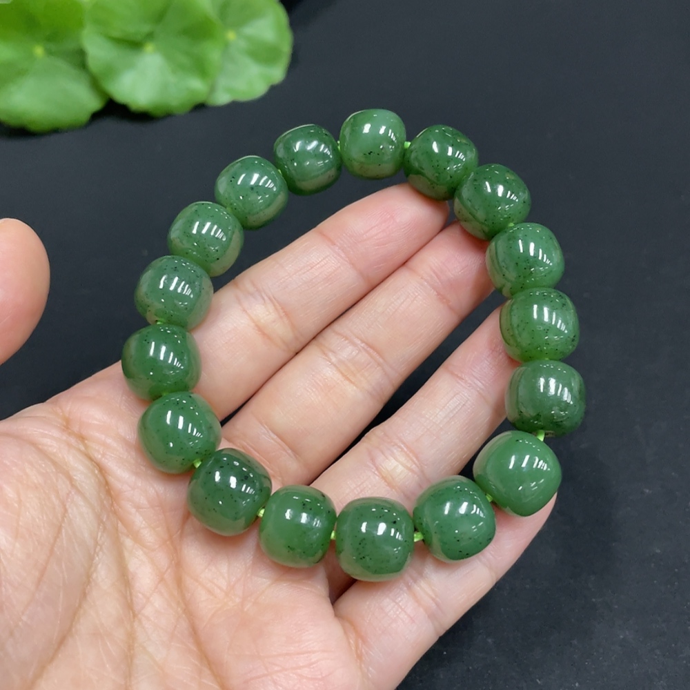 H35103434 Hetian Jade Jasper Bracelet, approx. 11.7mm, total weight about 48.3g