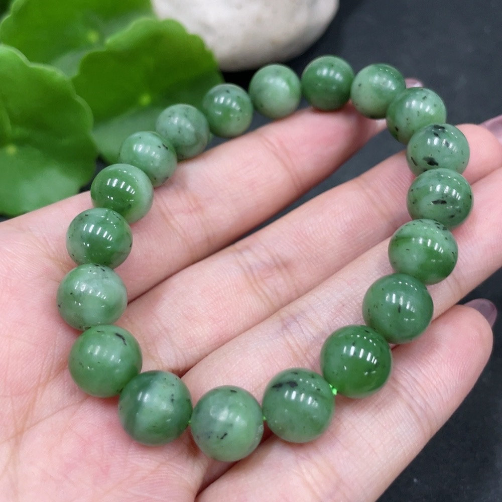 H33896454 Hetian Jade Bracelet Approx. 9.5mm Total Weight Approx. 27.2g