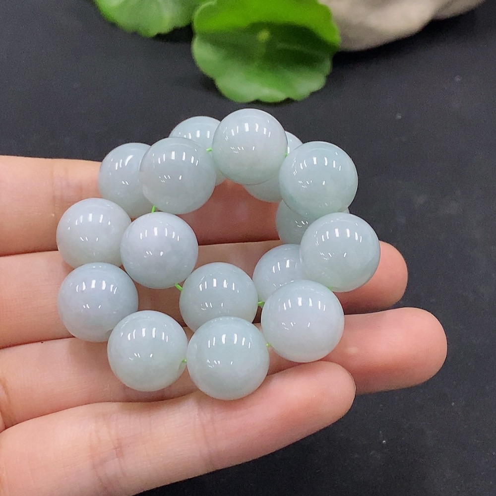F34996788 Jadeite Bracelet Approx. 12.5mm Beads Total Weight Approx. 53.87g