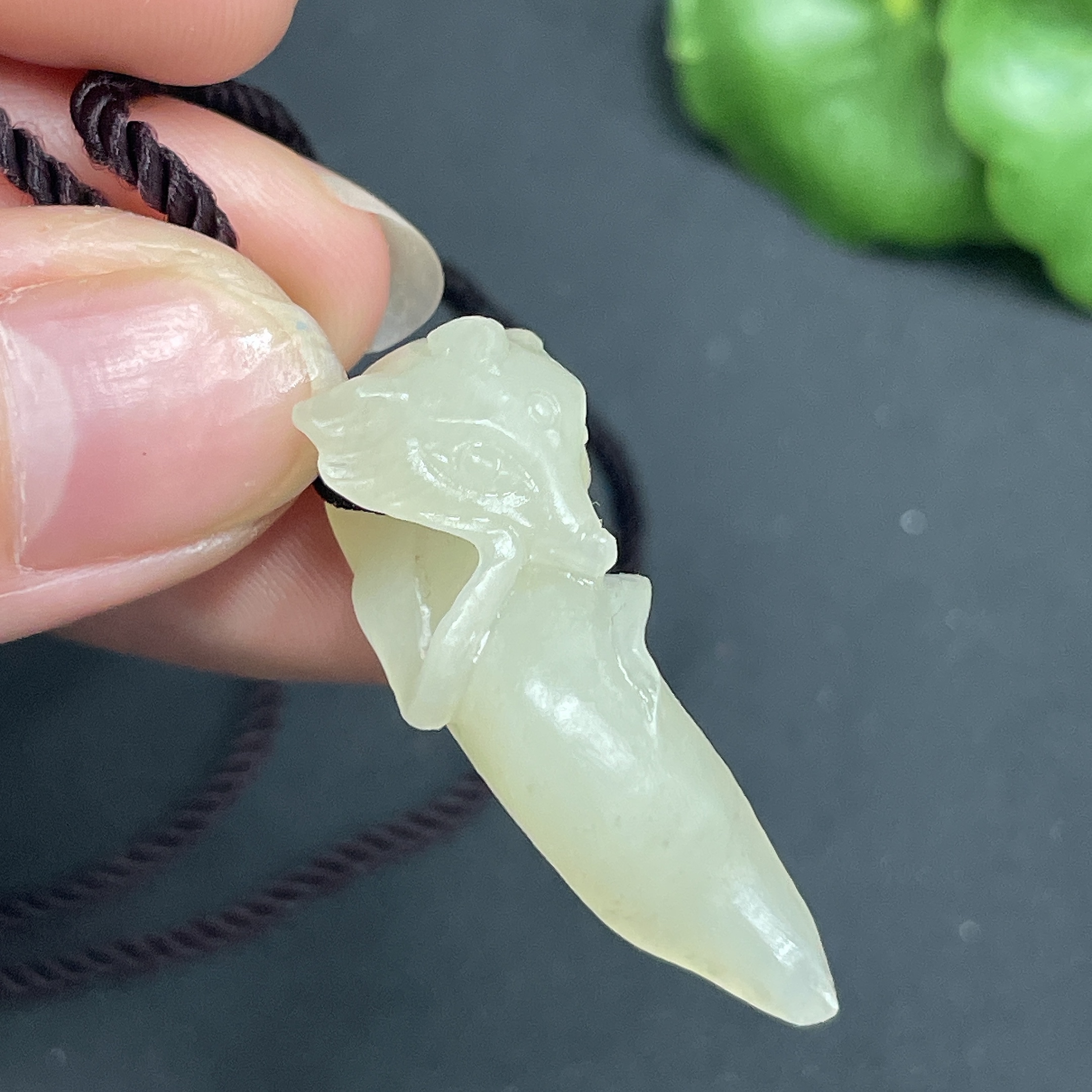 H10083908 Hetian Jade Pendant with Cord, Approx. 7.55g