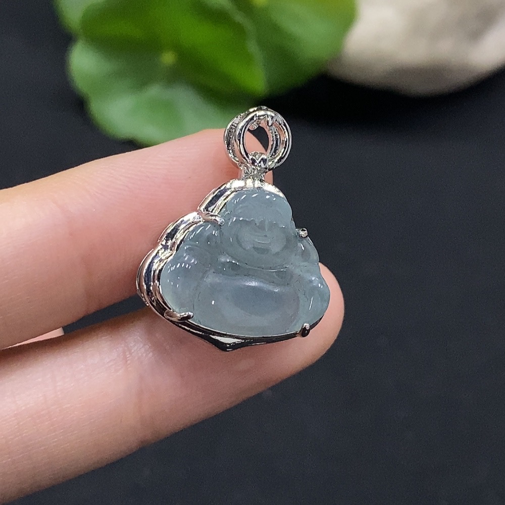 F35114832 Jadeite Buddha Pendant Mounted Without Gold Total Weight About 3.72g