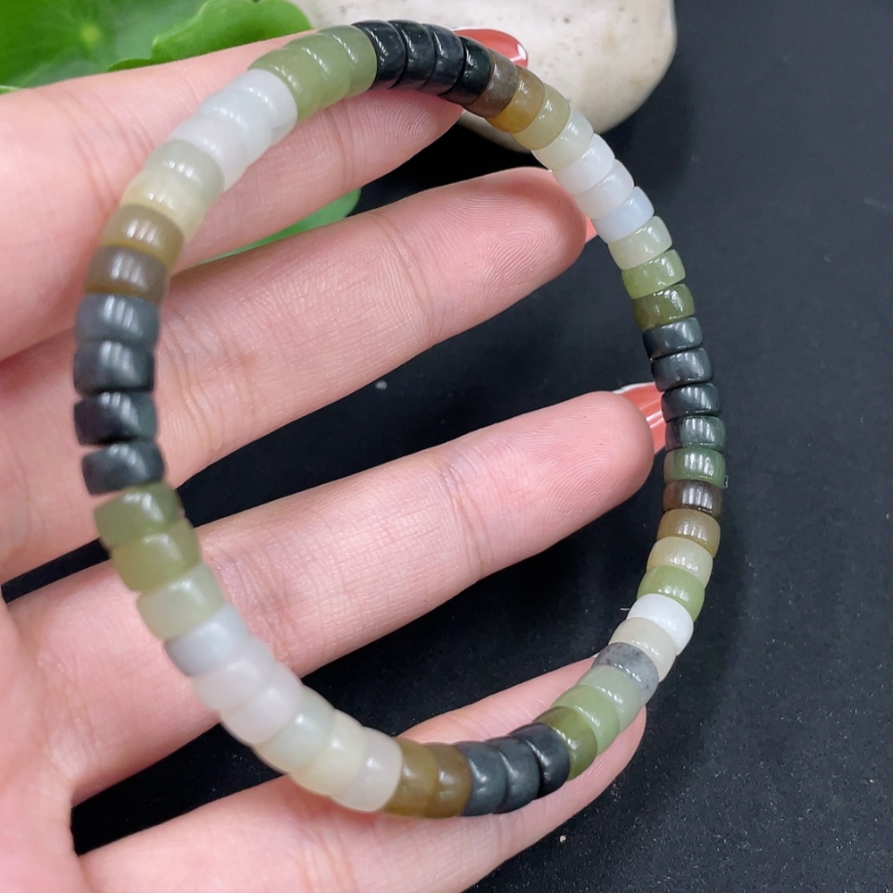H34017132 Hetian Jade Bracelet Approx.5.8mm Total Weight Approx.14.1g