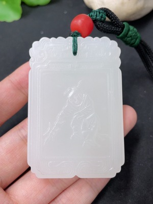 H42956944 和田玉挂件  仿古牌  货品总重约（含绳）62.4g