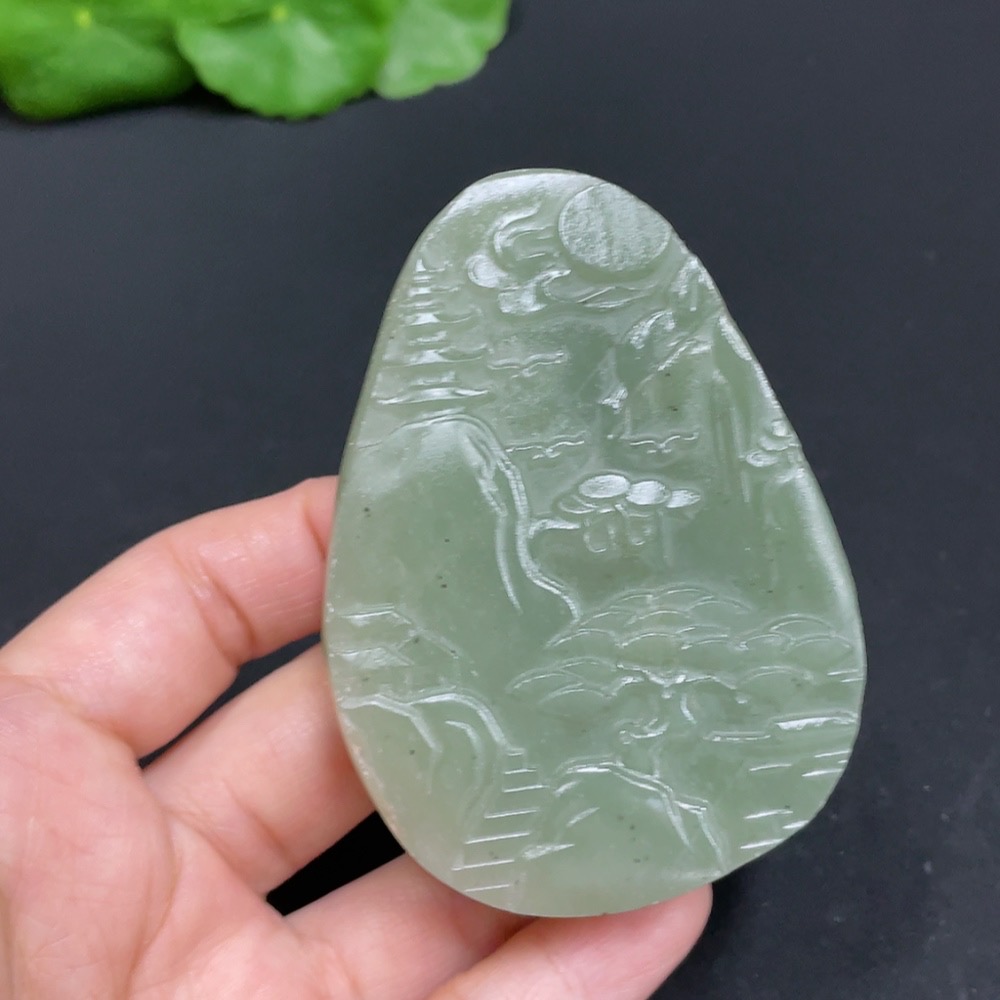 H35103320 Hetian Jade Pendant Landscape Plaque Total Weight Approx. 94.7g