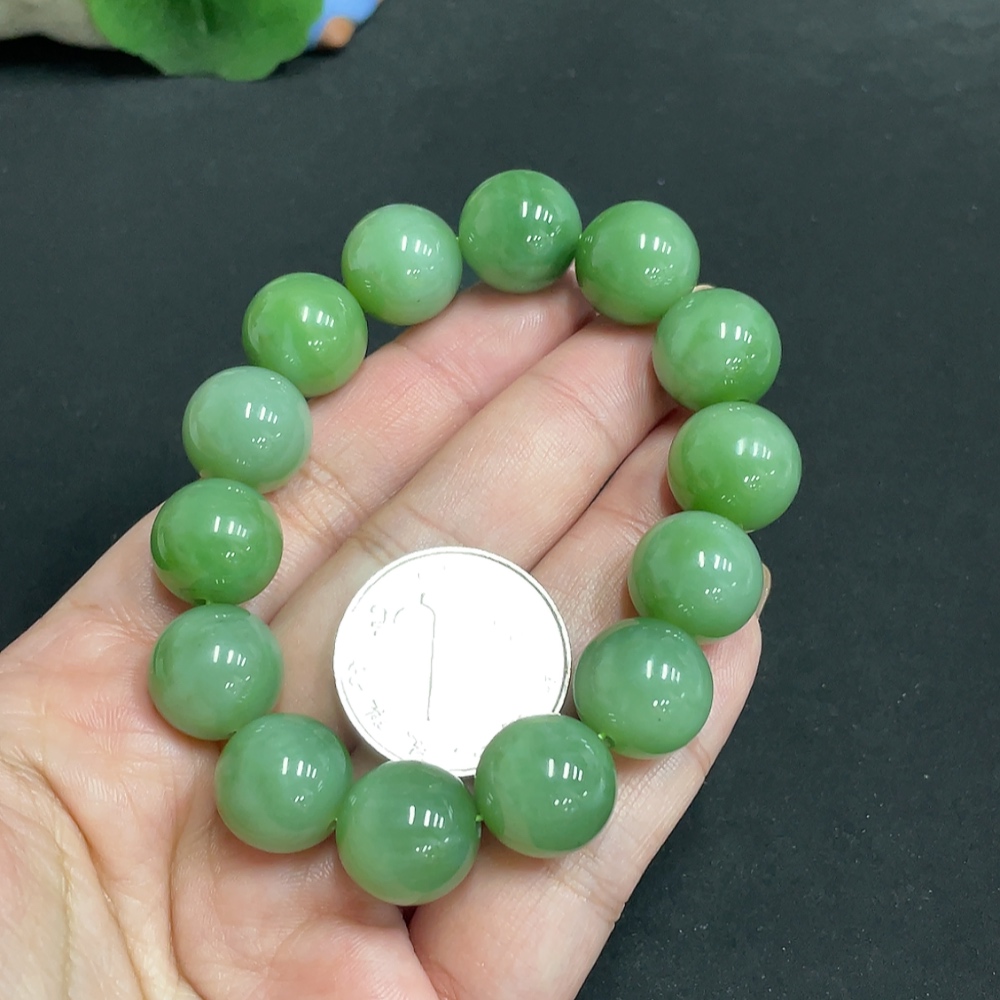 H32699697 Hetian Jade Bracelet, Approx. 14.1mm, Total Weight Approx. 62.7g