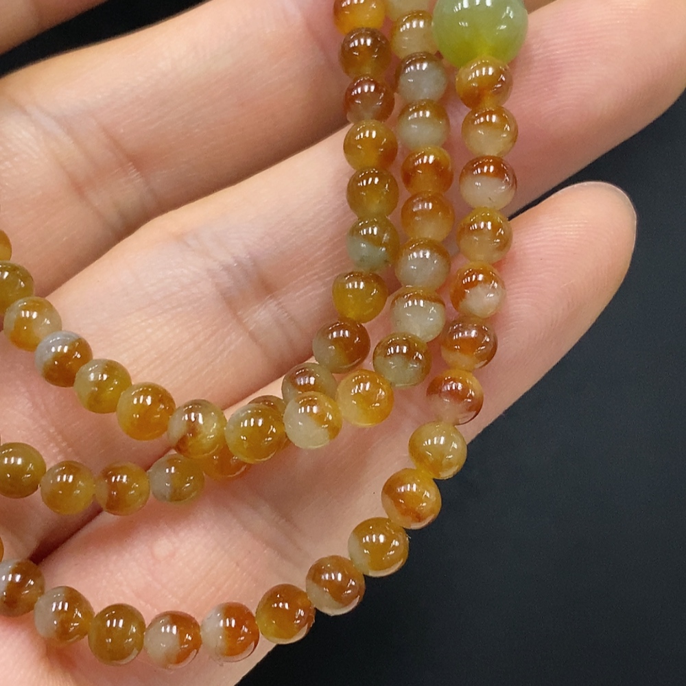 F29363368 Jadeite Beaded Necklace Non-Gold Color Origin Undetermined Total Weight Approx. 17.35g Size Approx. 4.2mm