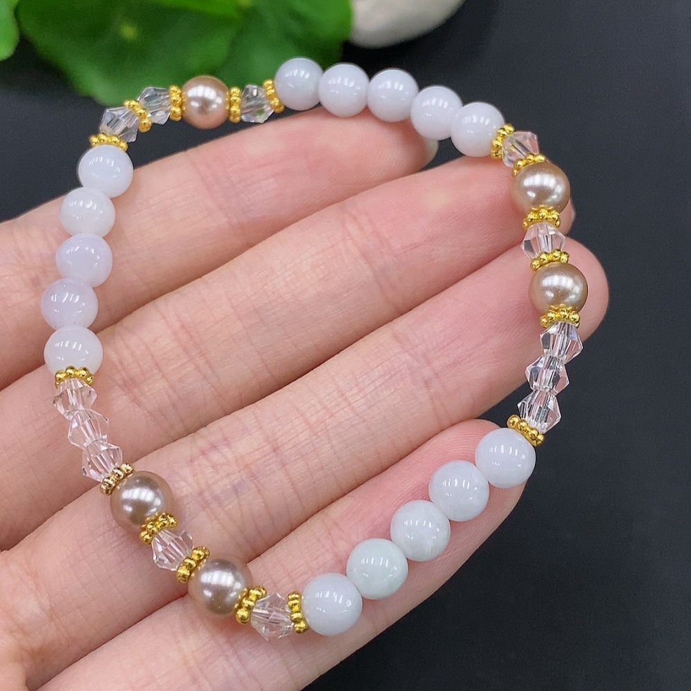 F29336414 Jadeite Bead Bracelet Non-Gold Inlaid Total Weight Approx. 8.4g Size About 5.7mm Non-Jadeite Beads