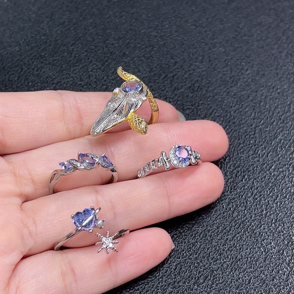 C34990393 Tanzanite Ring, Non-Gold, Adjustable, Total Weight Approx. 9.87g, Sell as a Lot