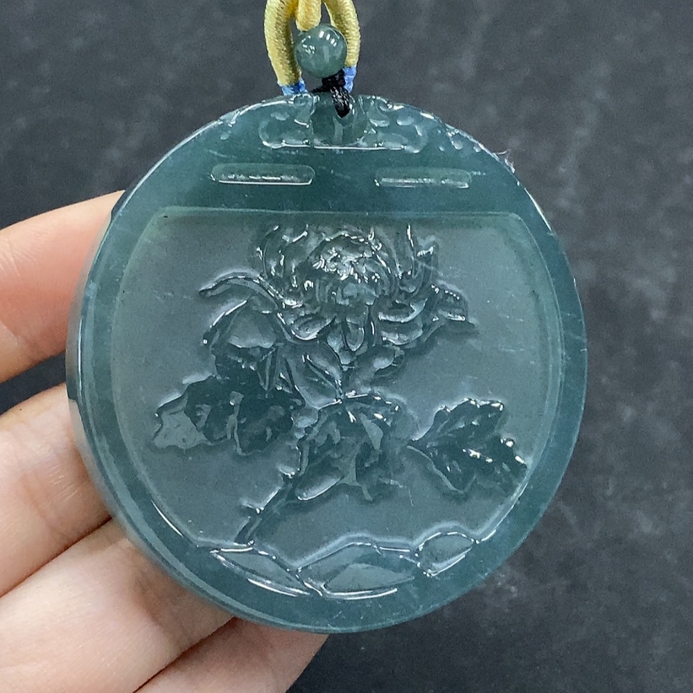F34965245 Jadeite Pendant Flower Total Weight Approx. 42.97g