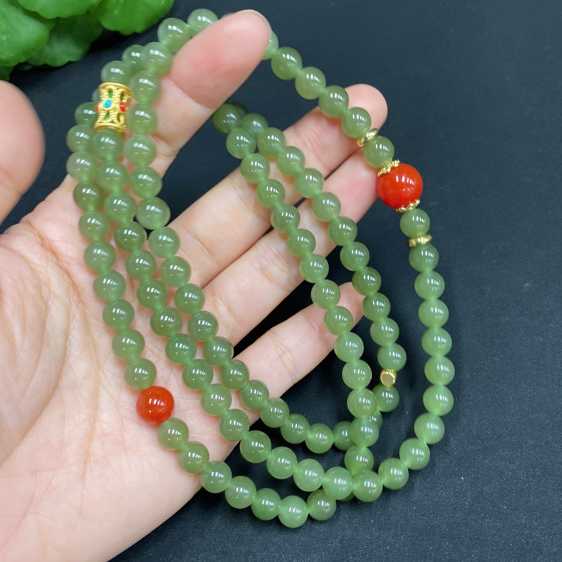 H29366710 Hetian Jade Bead Necklace, Approx. 6.7mm, Non-Gold Inlaid, Total Weight Approx. 61.4g, Accessories Not Hetian Jade