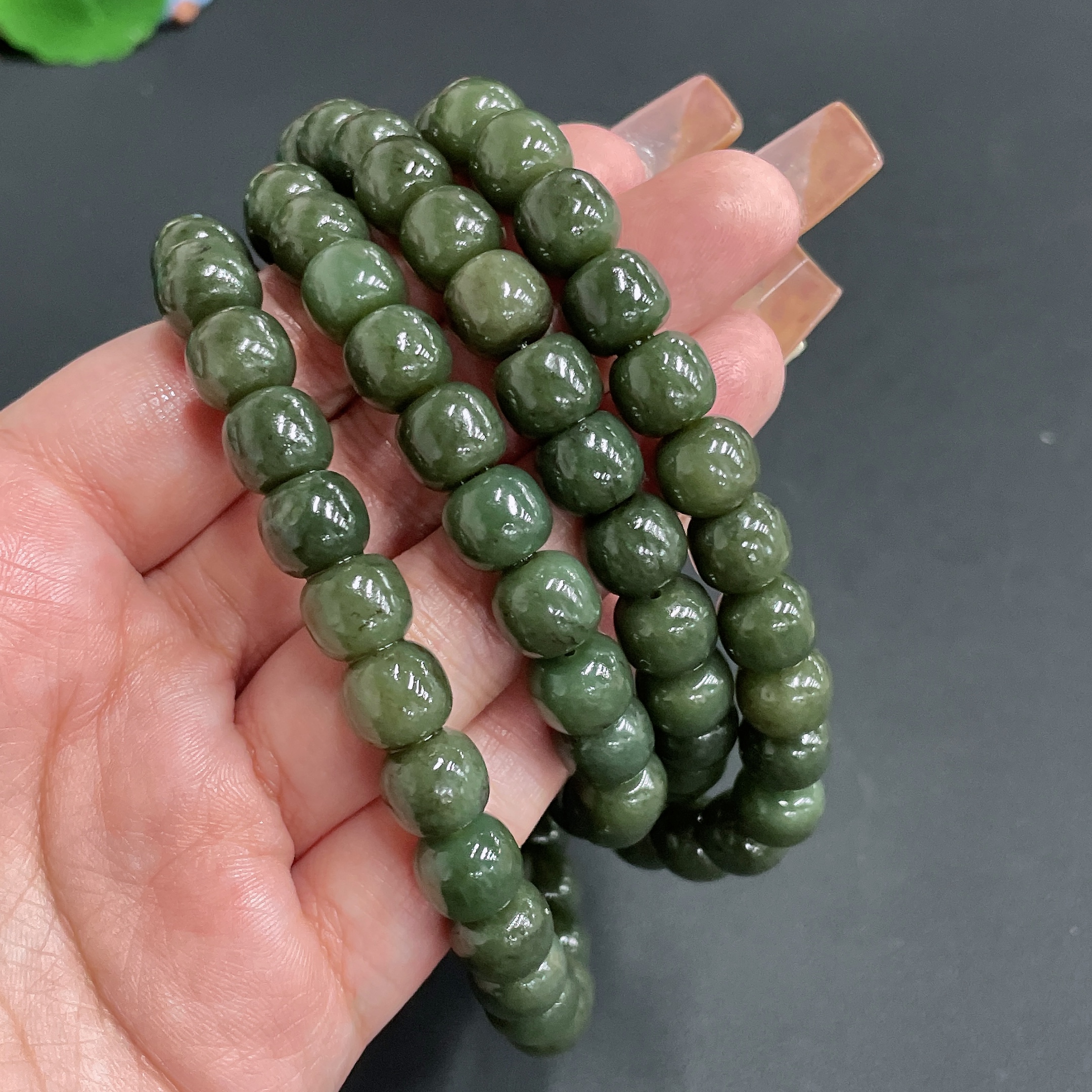 H21381183 Hetian Jade Chain Beads 10mm Approx. Total Weight 170g