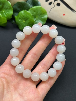 H41917191 和田玉手串卡12mm 总重约44.4g