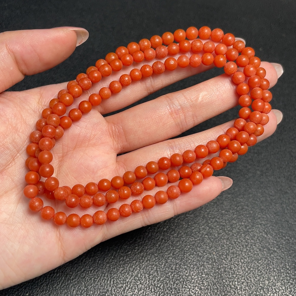 C33888822 South Red Agate Bead Necklace, Total Weight Approx. 25.92g, Bead Size 5.3mm