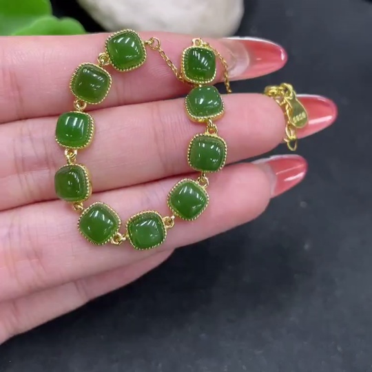 H34053170 Hetian Jade Jasper Inlaid Bracelet Non-Gold Inlaid Total Weight Approximately 5.6g