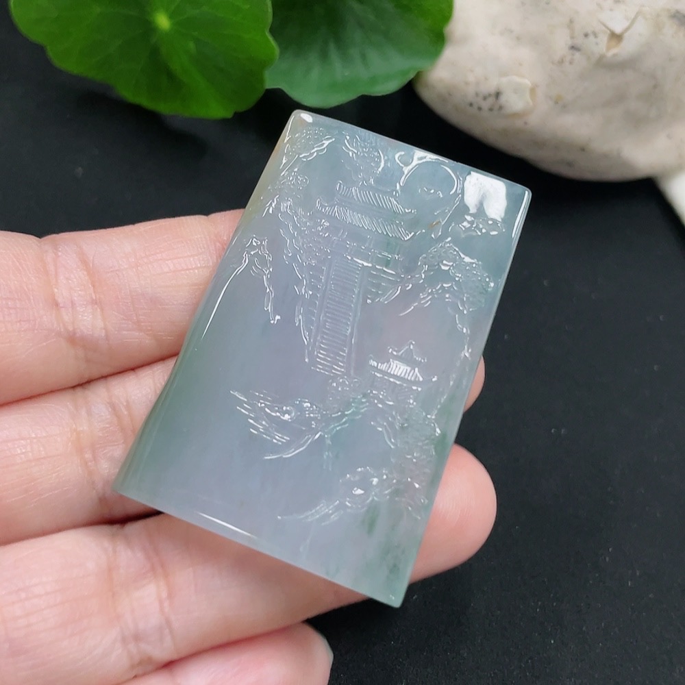 F31627283 Jadeite landscape pendant with total weight about 20.9g