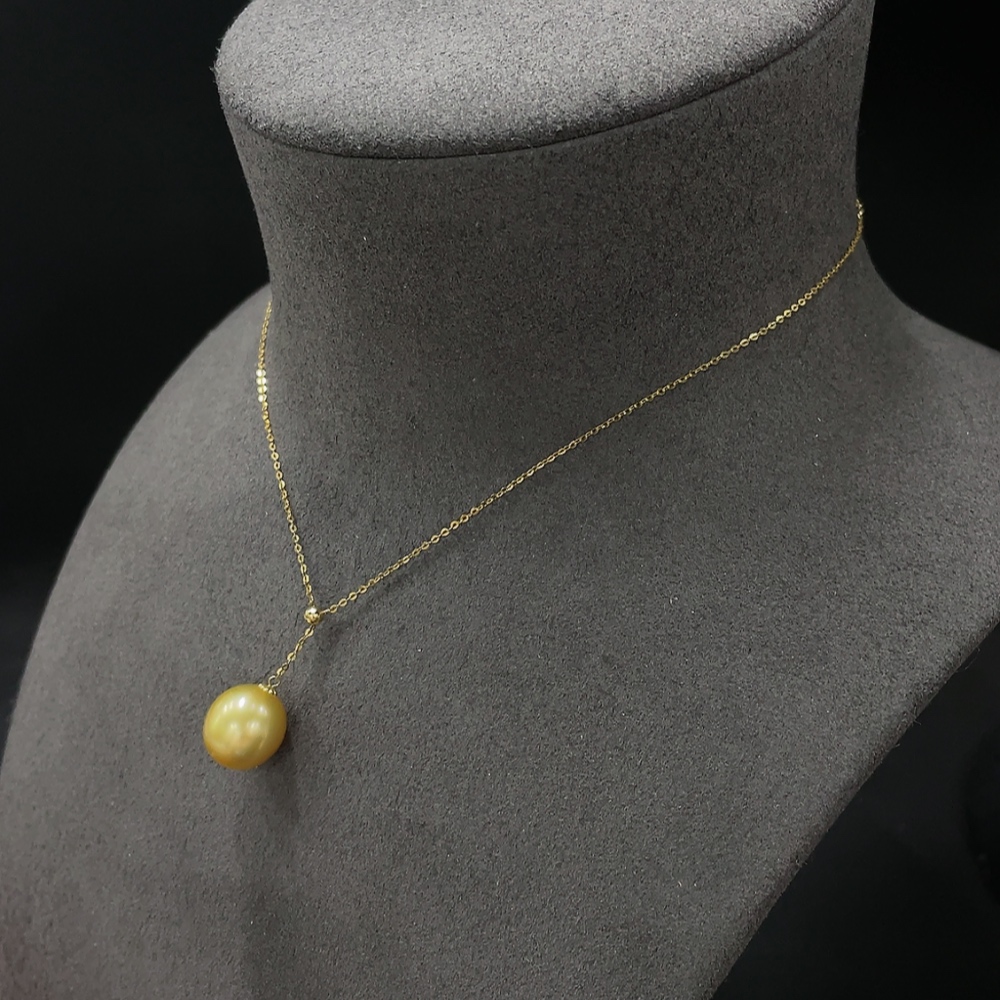 C20195748 Seawater Pearl Necklace, 18K Gold Chain, Total Weight Approx. 3.29g, Size About 11.7mm