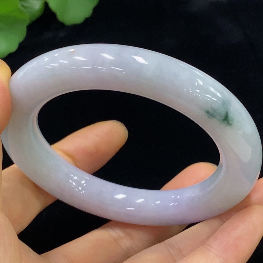 F34973933 Jadeite Round Bangle Size 56.7 Total Weight Approx. 85.58g with Color Polishing Powder