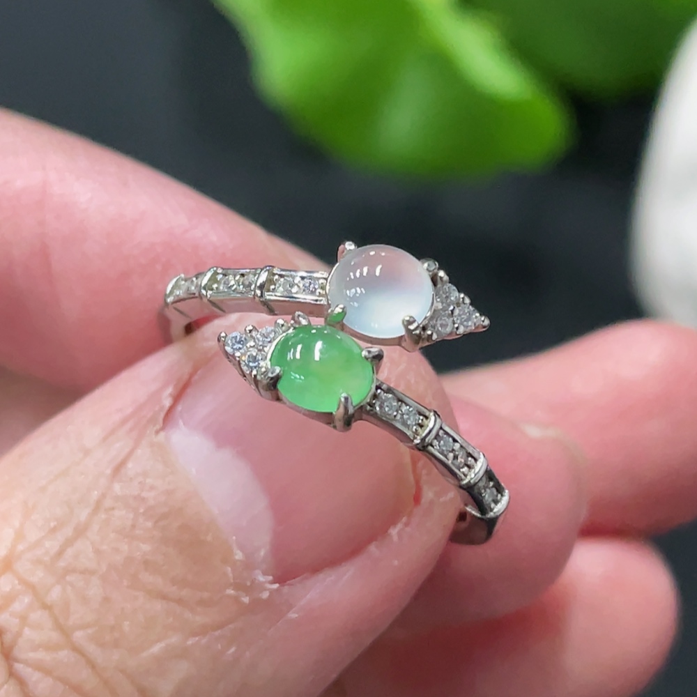 F35146855 Jadeite Cabochon Ring Non-Gold Setting Adjustable Size Total Weight Approx. 1.85g