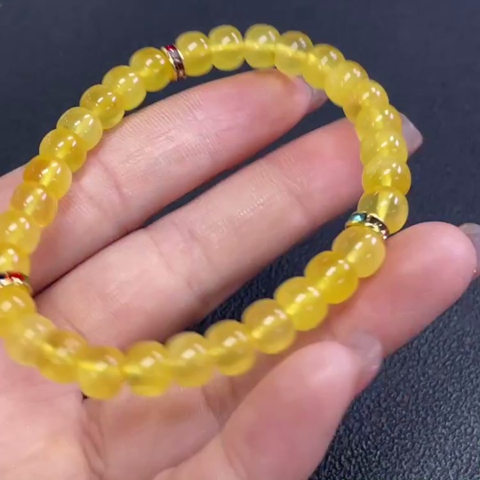 C27098492 Amber Beeswax Bracelet Total Weight Approx. 6.13g Size 6.9mm Non-Gold