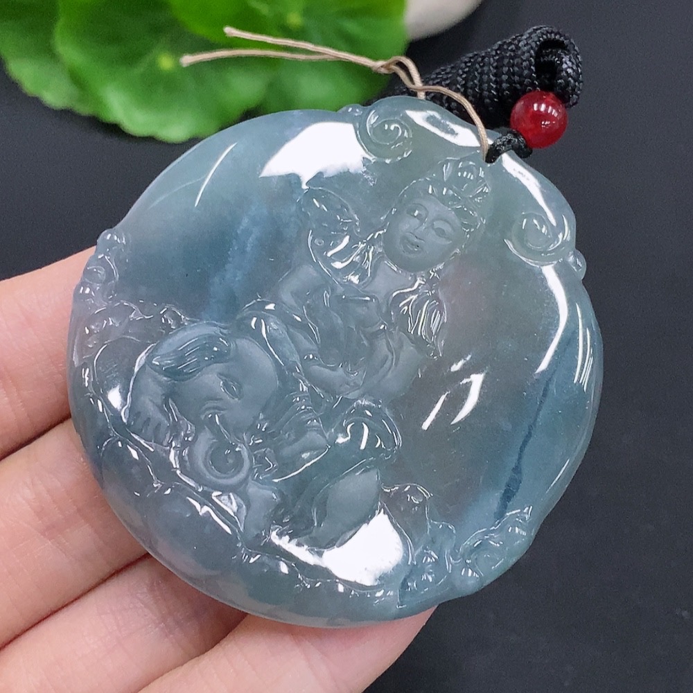 F32757078 Jadeite Samantabhadra Bodhisattva Pendant