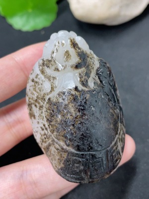 H42956450 和田玉挂件   龙龟 皮色成因未定 含其他矿物成分  货品总重约92.2g