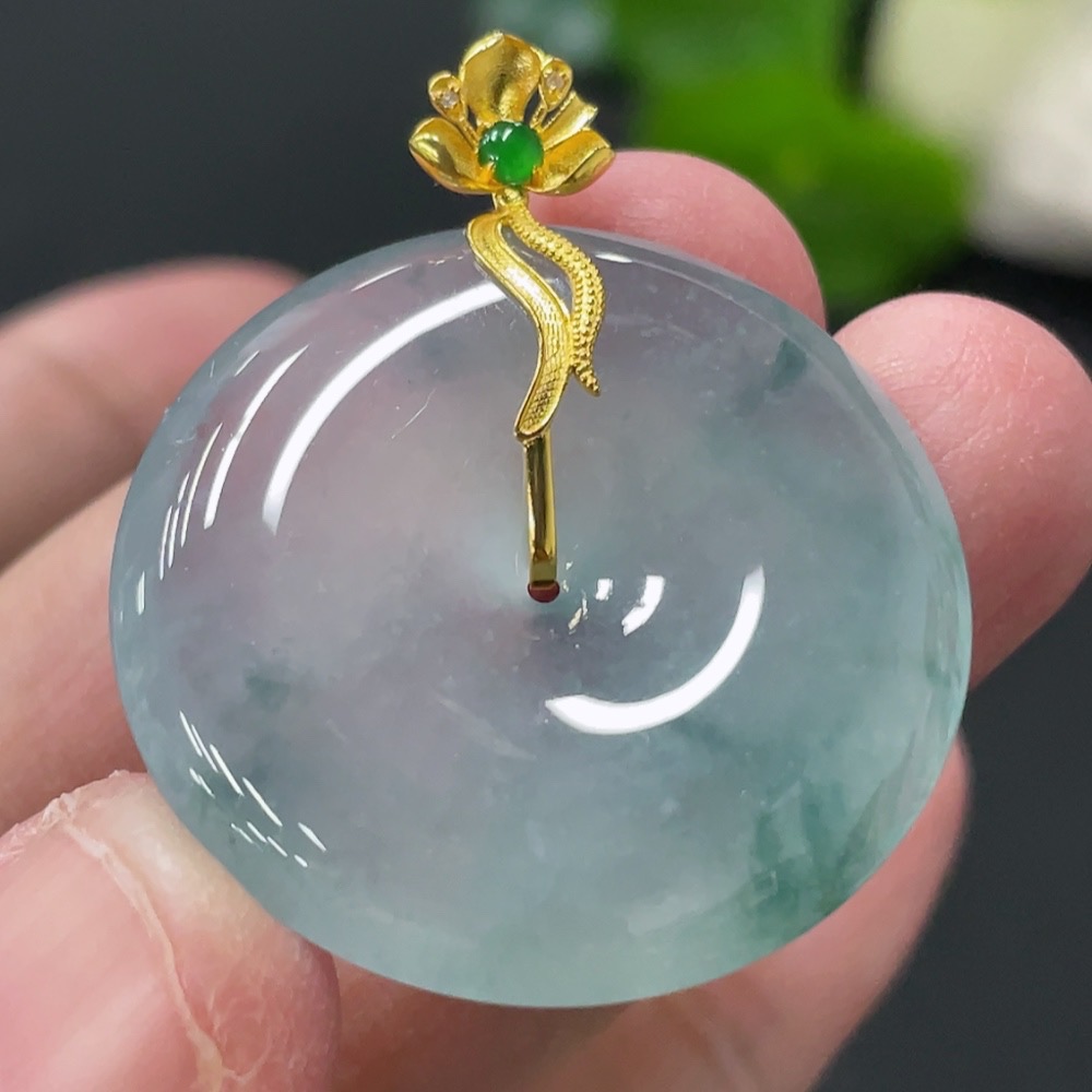 F35145496 Jadeite Pendant Peace Buckle 18k Total Weight Approx. 10.16g