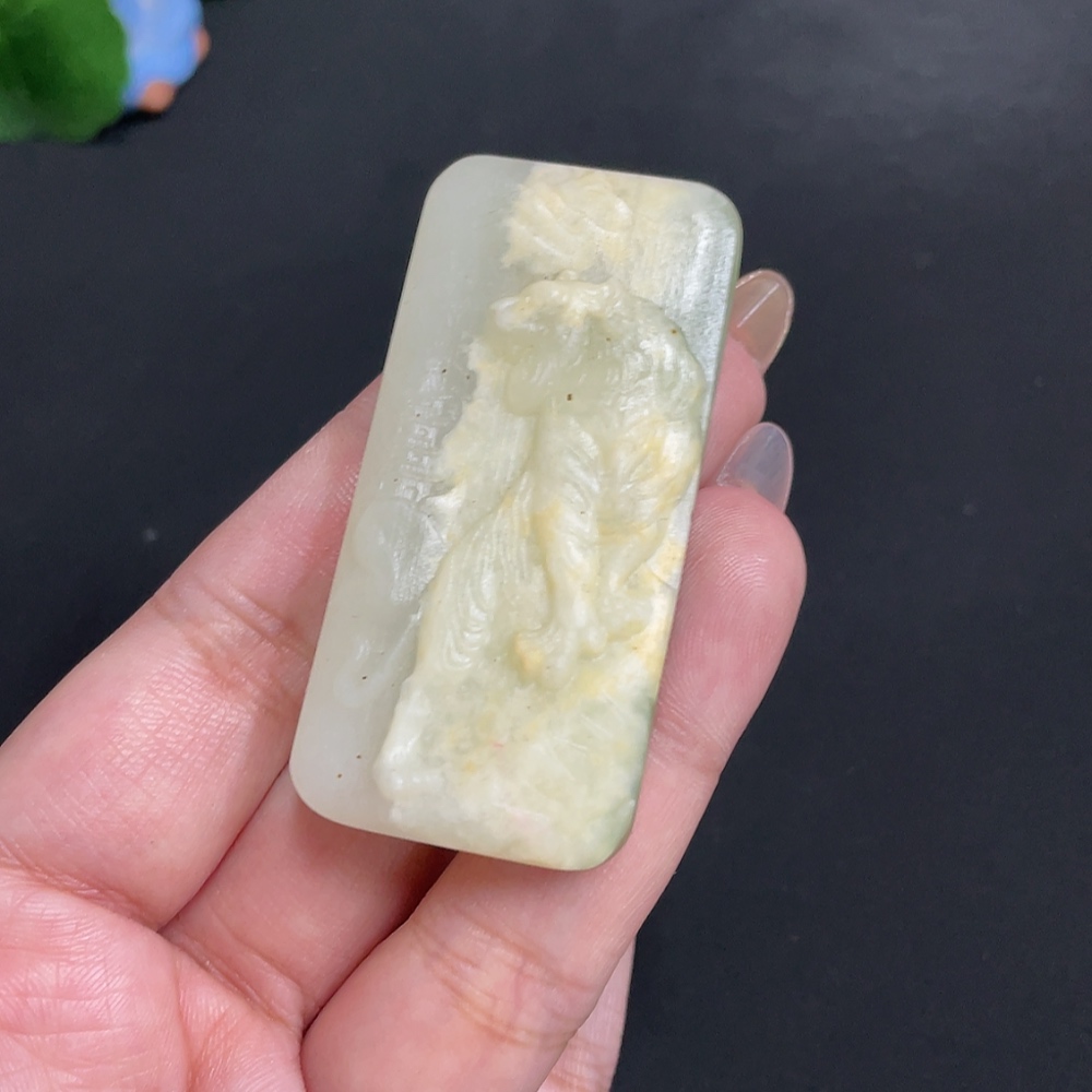 H31677400 Hetian Jade Pendant - Mountain-Climbing Tiger, Total Weight Approx. 43.6g, Undetermined Skin Color Origin