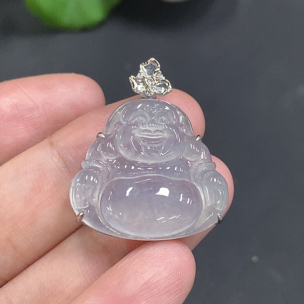 F18070647 Jadeite Buddha Pendant with 18K Gold Mounting, Total Weight Approx. 5.4g