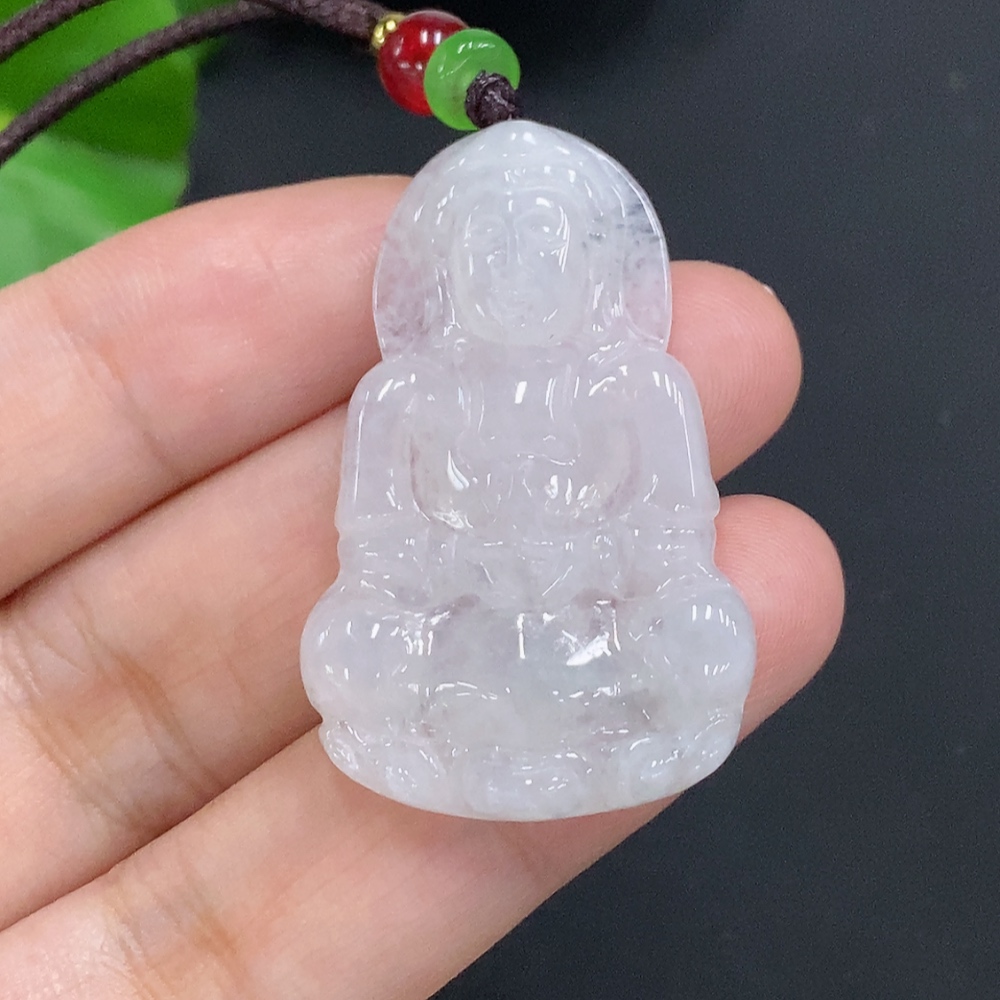 F30568519 Jadeite Guanyin Pendant Total Weight Including Rope Approximately 9.3g
