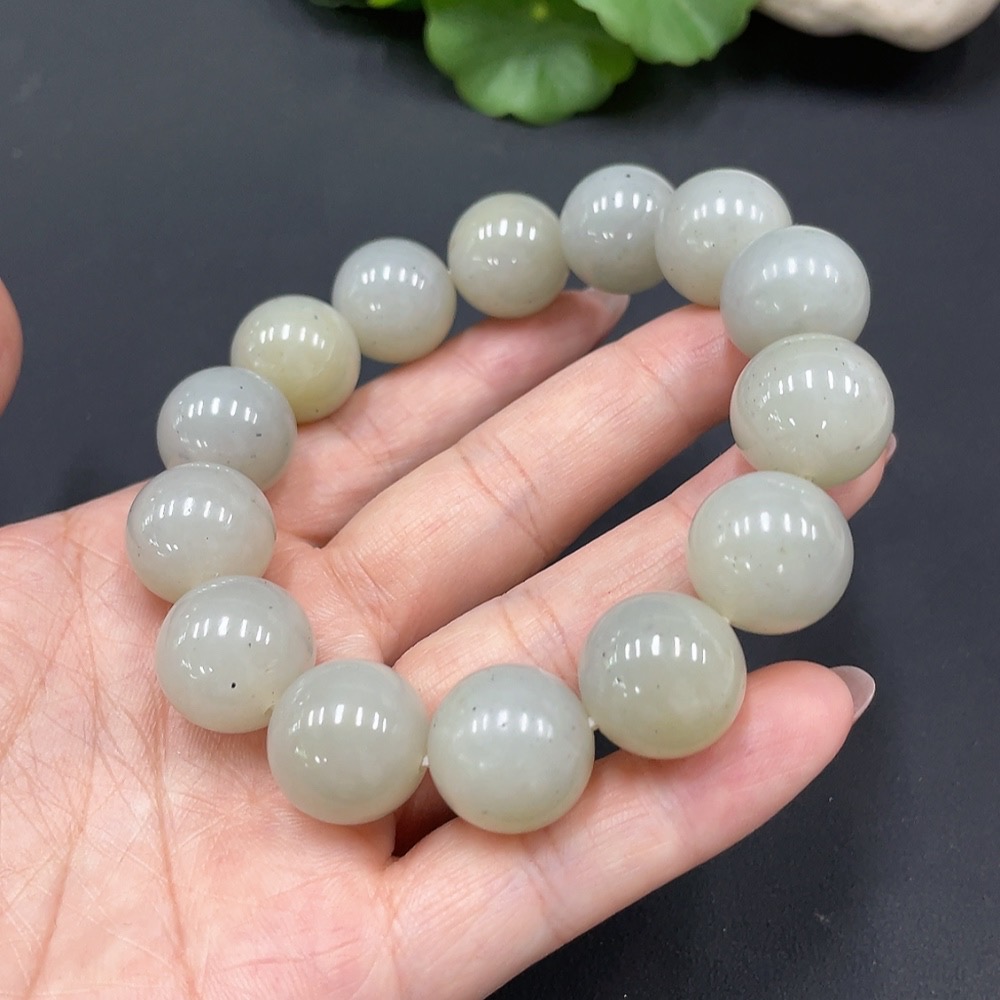 H19081307 Hetian Jade Bracelet, Approx. 16mm Beads, Total Weight Approx. 92.19g