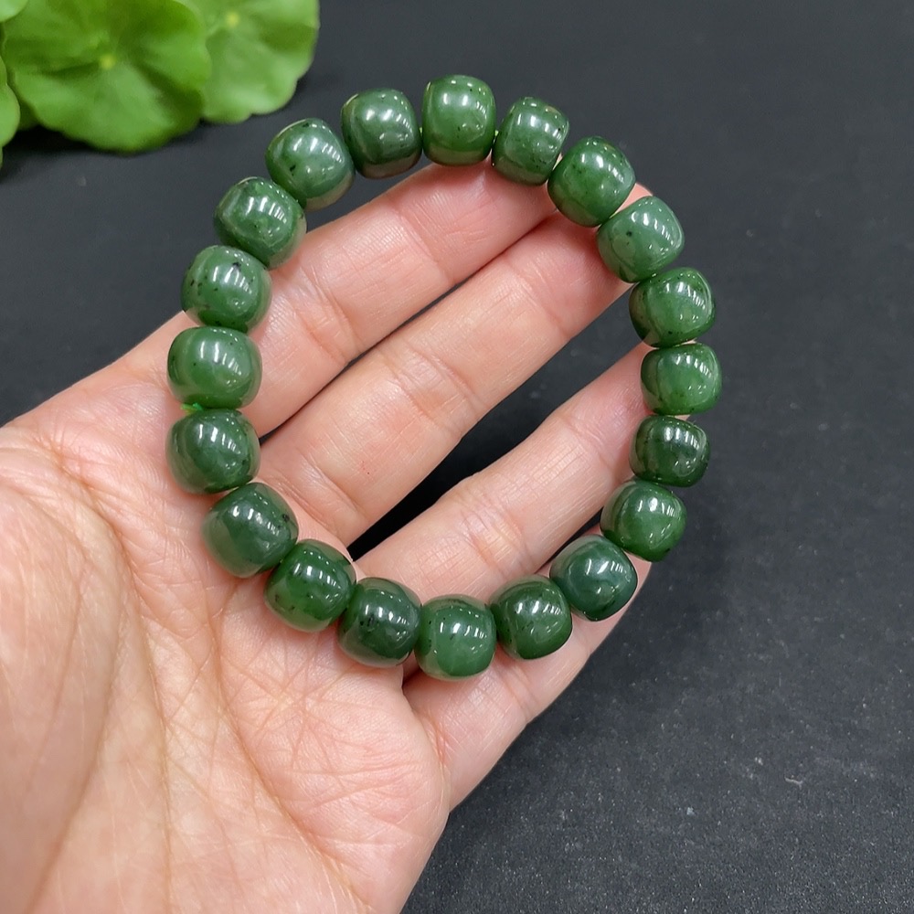 H34052255 Hetian Jade Jasper Bracelet Approx. 9.7mm Total Weight Approx. 33.1g