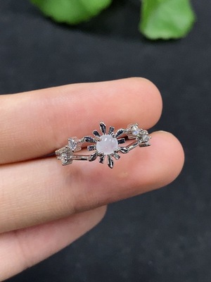 F30548664 Jadeite Cabochon Solitaire Ring, Non-Gold Setting, Adjustable, Total Weight Approx. 1.67g