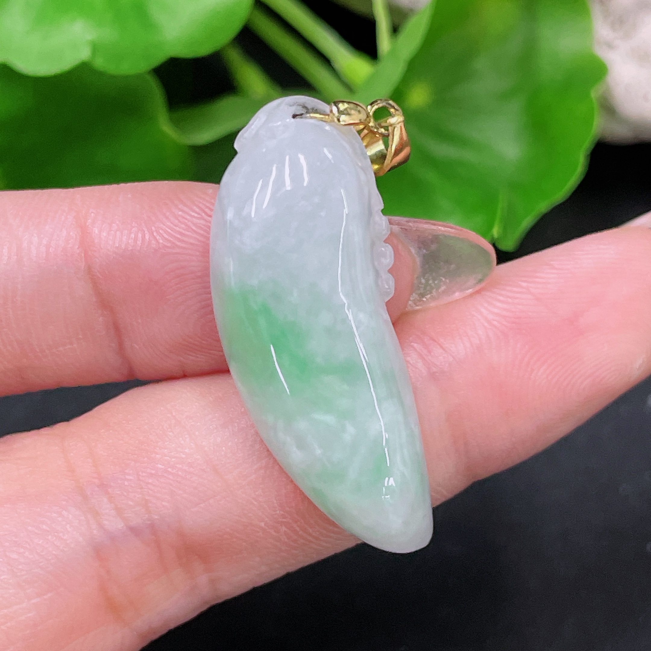 F34958235 Jadeite Fu Gua Pendant Non-Gold Inlaid Total Weight Approx. 6.5g
